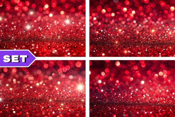 Download Set Red Glitter Background - Premium Resources